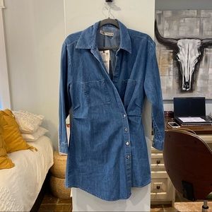 Zara criss cross denim dress brand new size S